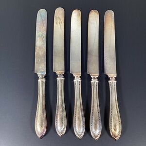 Lot 5 Antique Oneida Sheraton Silverplate 1910 Blunt Hollow Knife 9.75" Knives